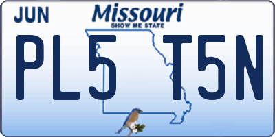MO license plate PL5T5N