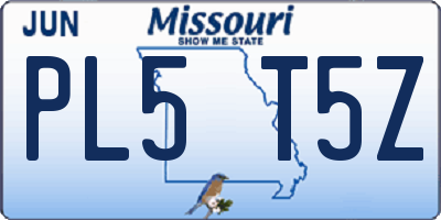 MO license plate PL5T5Z