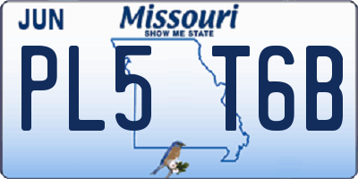 MO license plate PL5T6B