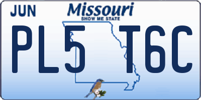 MO license plate PL5T6C