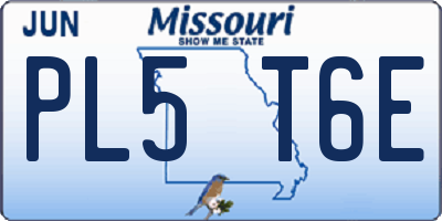 MO license plate PL5T6E
