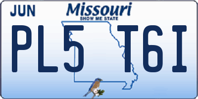 MO license plate PL5T6I