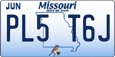 MO license plate PL5T6J