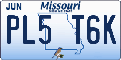 MO license plate PL5T6K