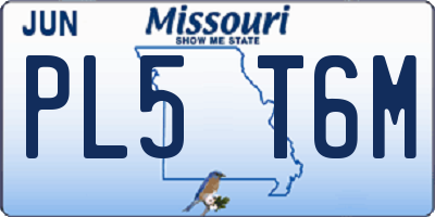MO license plate PL5T6M