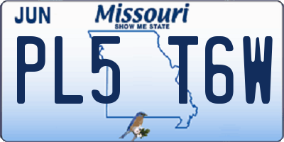 MO license plate PL5T6W