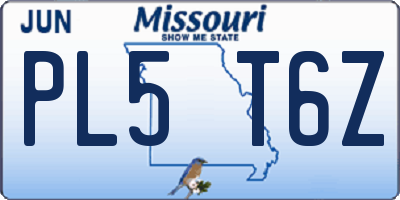 MO license plate PL5T6Z