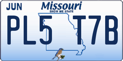 MO license plate PL5T7B