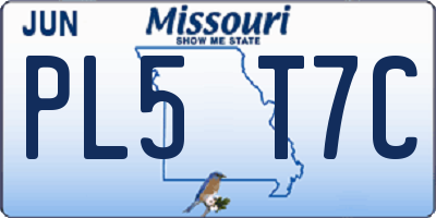 MO license plate PL5T7C