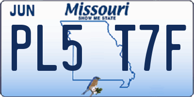 MO license plate PL5T7F