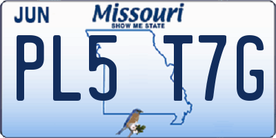 MO license plate PL5T7G