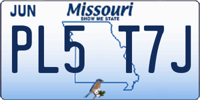 MO license plate PL5T7J