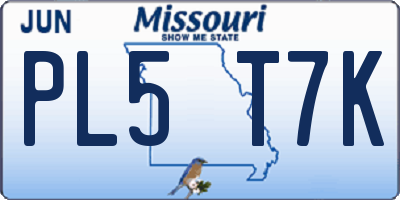 MO license plate PL5T7K