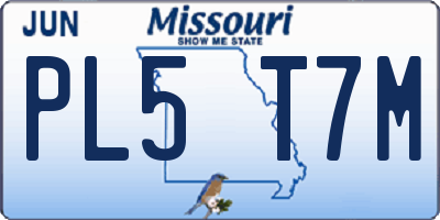 MO license plate PL5T7M