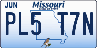MO license plate PL5T7N