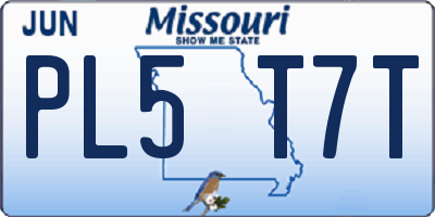 MO license plate PL5T7T