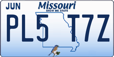 MO license plate PL5T7Z