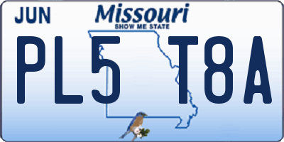 MO license plate PL5T8A