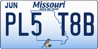 MO license plate PL5T8B
