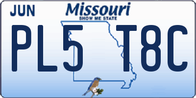 MO license plate PL5T8C