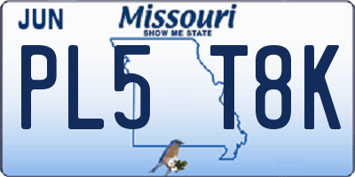 MO license plate PL5T8K