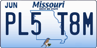 MO license plate PL5T8M