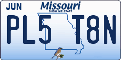 MO license plate PL5T8N