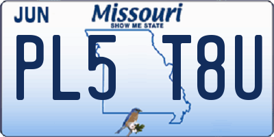 MO license plate PL5T8U