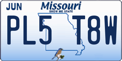 MO license plate PL5T8W