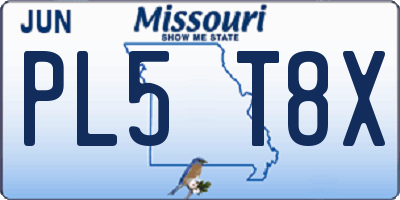 MO license plate PL5T8X