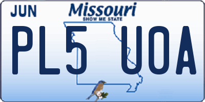 MO license plate PL5U0A