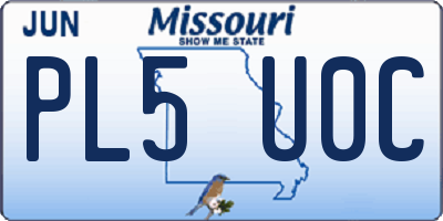 MO license plate PL5U0C