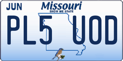 MO license plate PL5U0D