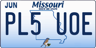 MO license plate PL5U0E