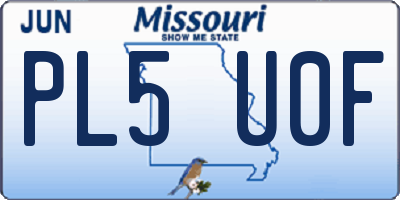 MO license plate PL5U0F