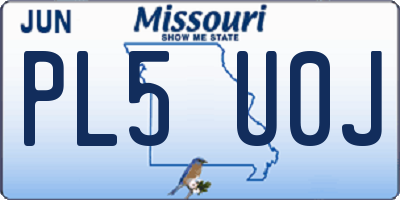 MO license plate PL5U0J