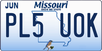MO license plate PL5U0K