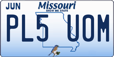 MO license plate PL5U0M