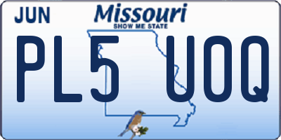 MO license plate PL5U0Q
