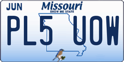MO license plate PL5U0W