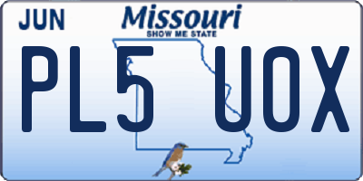 MO license plate PL5U0X