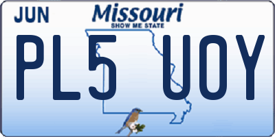 MO license plate PL5U0Y