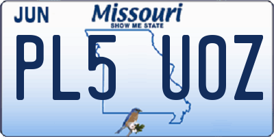MO license plate PL5U0Z