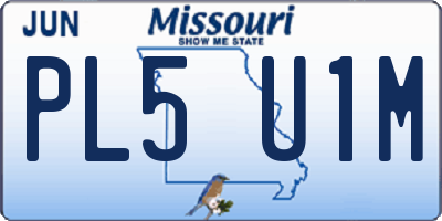 MO license plate PL5U1M