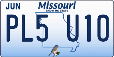 MO license plate PL5U1O