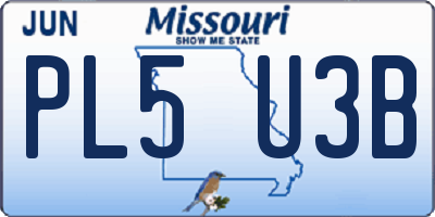MO license plate PL5U3B