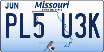 MO license plate PL5U3K