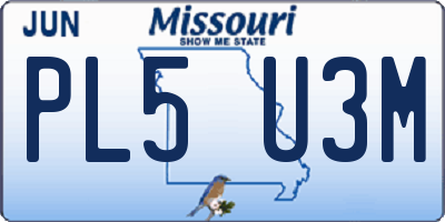 MO license plate PL5U3M