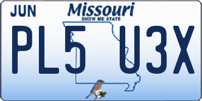 MO license plate PL5U3X