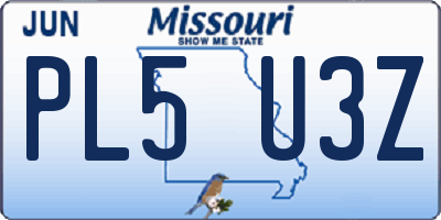 MO license plate PL5U3Z